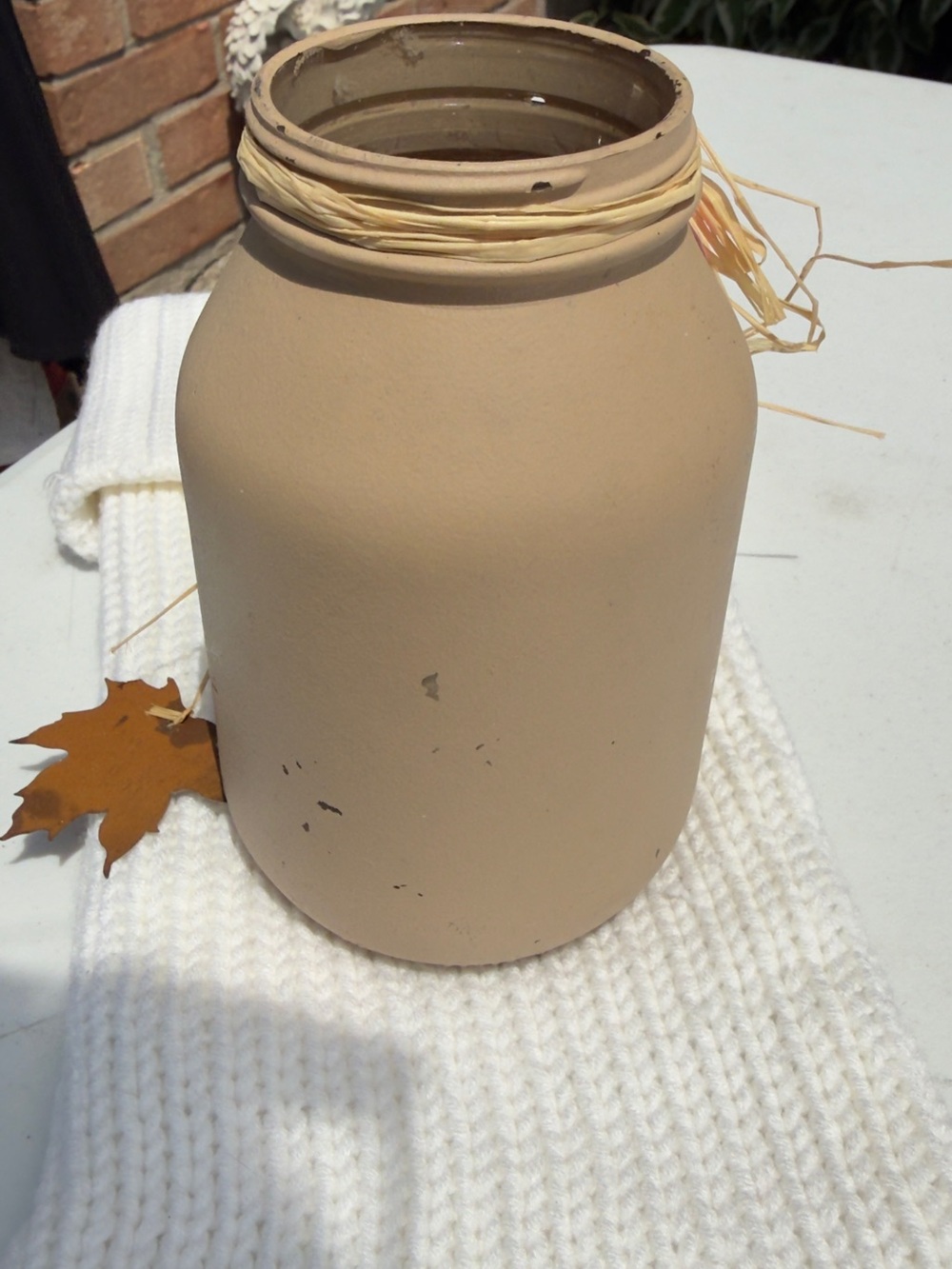 Hand-Painted Fall Scarecrow Jar 🌺 - Picture 2 of 5